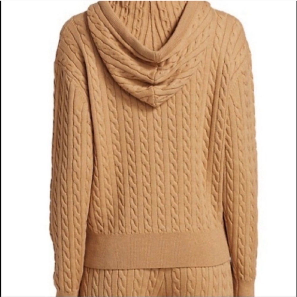 10 Crosby Derek Lam Tan Cable Knit Turtleneck Hoodie Sweater - Picture 10 of 12
